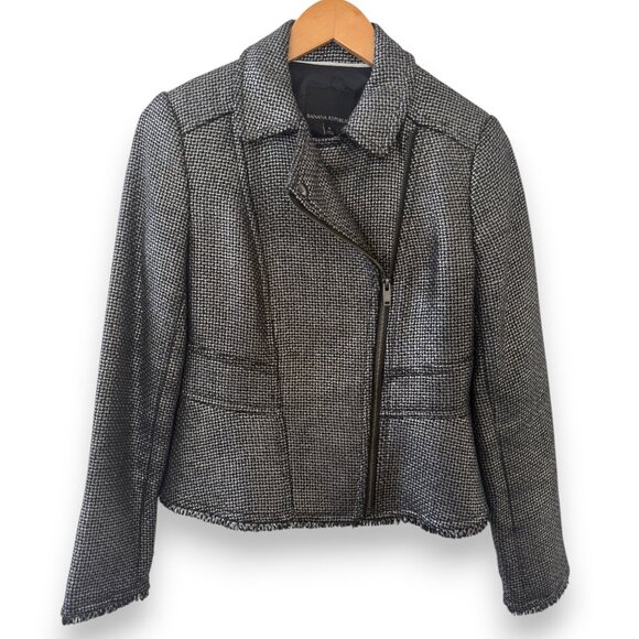 Banana Republic Metallic Tweed Moto Jacket Sz 6 - Picture 2 of 5